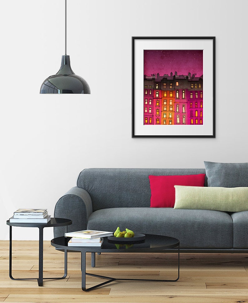 Paris red facade Giclée Art Print Illustration Unique Colorful French Home Decor Paris Wall Hanging Gift for Travelers Paris Gifts Tubidu image 2