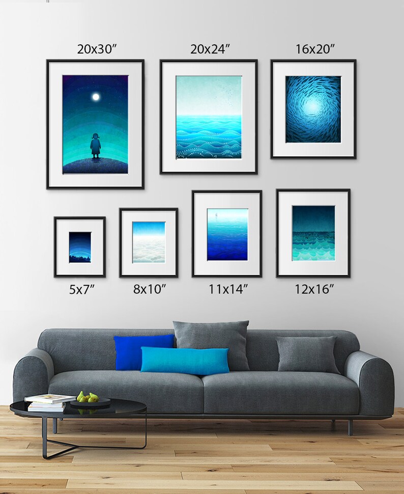 Earth calling /vertical Colorful Original Nature Illustration Nature Travel Poster Modern Wall Hanging Home Decor for Travelers Night sky image 4