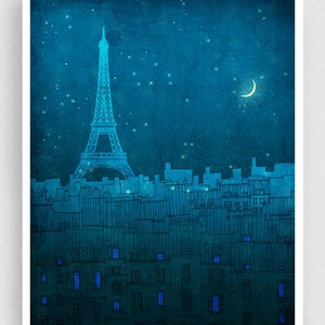 The Eiffel tower in PARIS - Giclée Print Architectural Drawing French Travel Artwork Wall Art Home Decoration Paris Gifts for Francophiles