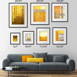 Sunny day in Paris Yellow Art Print Modern Wall Decor Paris City Drawing Gift for Travelers Parisian Wall Art Gifts Travel Art Print Tubidu image 3