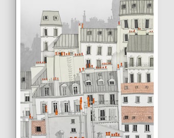 30%OFF: Paris, Montmartre - Paris illustration Paris Art Prints s Home decor  Gift ideas for her Modern  drawing White
