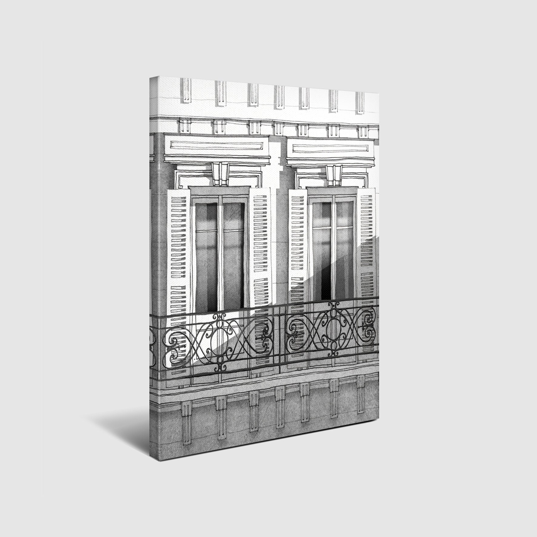 Paris Balcon - Paris Canvas Print Ready To Hang Art Home Décor Mur Idées Décor Salon, Noir et Blanc