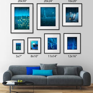 The lights of the Eiffel tower Colorful Parisian Fine Art Print Wall Decoration Modern Gift Europe Wall Art Paris Decor Travel Gifts Blue image 4