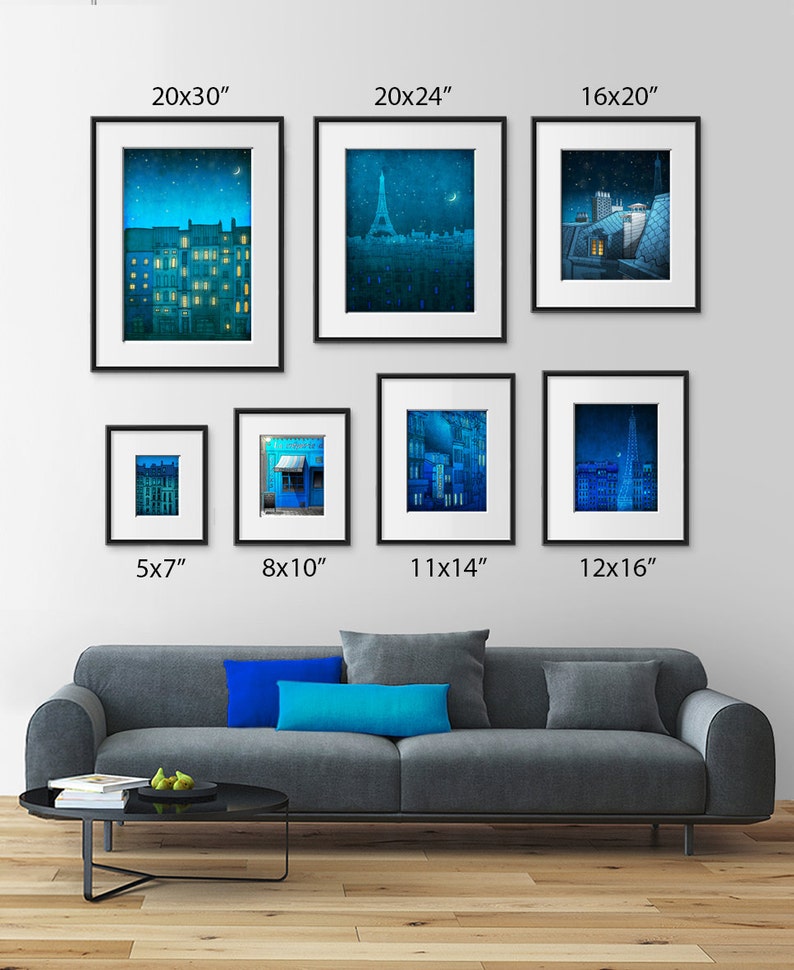 The lights of the Eiffel tower Colorful Parisian Fine Art Print Wall Decoration Modern Gift Europe Wall Art Paris Decor Travel Gifts Blue image 4