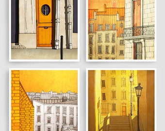 Any FOUR Prints - Set of four Illustrations,Paris Art Prints Posters Home decor Wall art   illustration