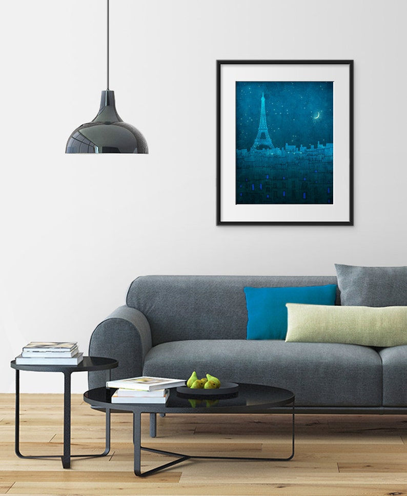 The Eiffel tower in PARIS Colorful French Travel Art Poster Fine Art Print Illustration Wall Art Parisian Drawing Paris Decor Travel Gifts image 2