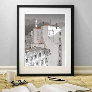 Väggkonsttryck Paris Romantisk stadsillustration känslomässigt konstverk lugn heminredning present bild 2