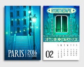 2016 Paris Calendar - Paris Illustration Desk calendar Wall calendar Art Gift ideas for her Mini Calendar Paris art Home decor Wall decor