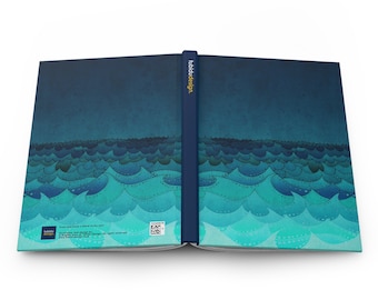 Art Journal No.16 - Unique journal for women, writers notebook, hardcover lined journal, Ocean illustration