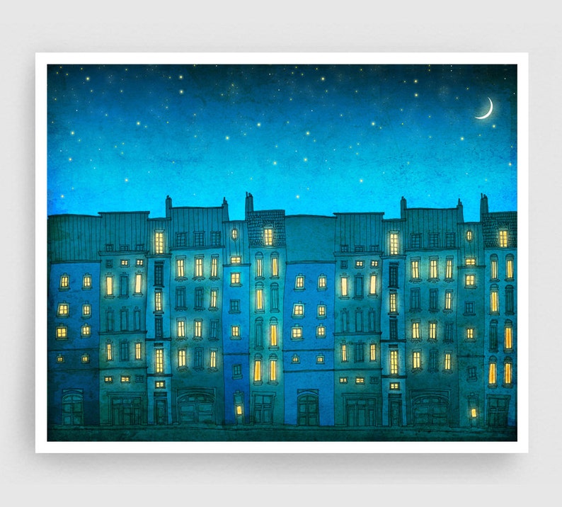 You are not alone Fine Art Print Original Giclée Illustration Gift for Travelers Colorful Parisian Wall Art Home Decor Paris Gifts Tubidu image 1