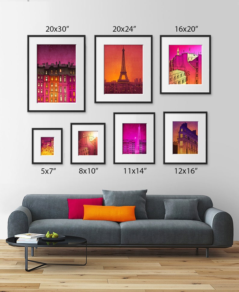 Paris centre Colorful Unique Art Print Travelers Gift Paris City Architectural Drawing Modern Paris Decor for Trendy Home Paris houses image 3