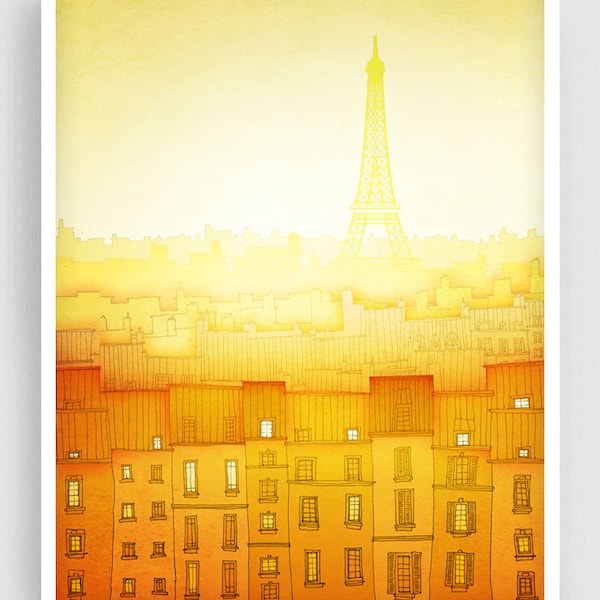 Morning hope /vertical - Colorful Wall Art Print Parisian Interior French Lifestyle Gift Modern Illustrations Home Decor Travel Art Print