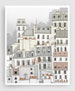 Paris, Montmartre - Paris illustration Paris Art Prints Posters Home decor Wall decor Gift ideas for her Modern Architectural drawing White 