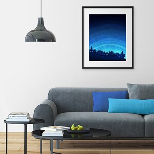 Earth calling /vertical Colorful Original Nature Illustration Nature Travel Poster Modern Wall Hanging Home Decor for Travelers Night sky image 2