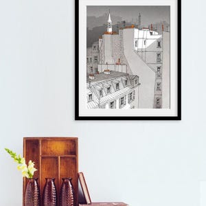 Väggkonsttryck Paris Romantisk stadsillustration känslomässigt konstverk lugn heminredning present bild 3