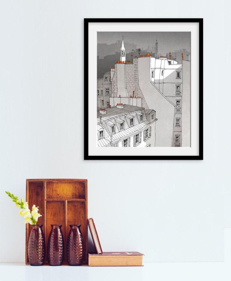 Väggkonsttryck Paris Romantisk stadsillustration känslomässigt konstverk lugn heminredning present bild 3
