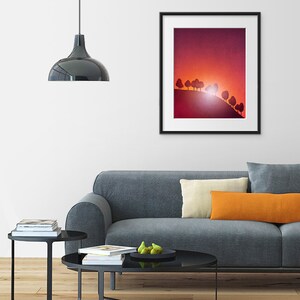 First streak of dawn Print from Original Illustration Wall Hanging Colorful Artwork Travelers Gift Nature Home Decor Morning sunshine image 3