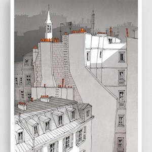 Väggkonsttryck Paris Romantisk stadsillustration känslomässigt konstverk lugn heminredning present bild 1