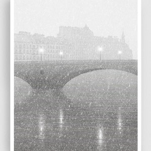 Ile Saint Louis /grey version - Fine Art Print Original Giclée Illustration Gift for Travelers Colorful Parisian Wall Hanging Paris Gifts