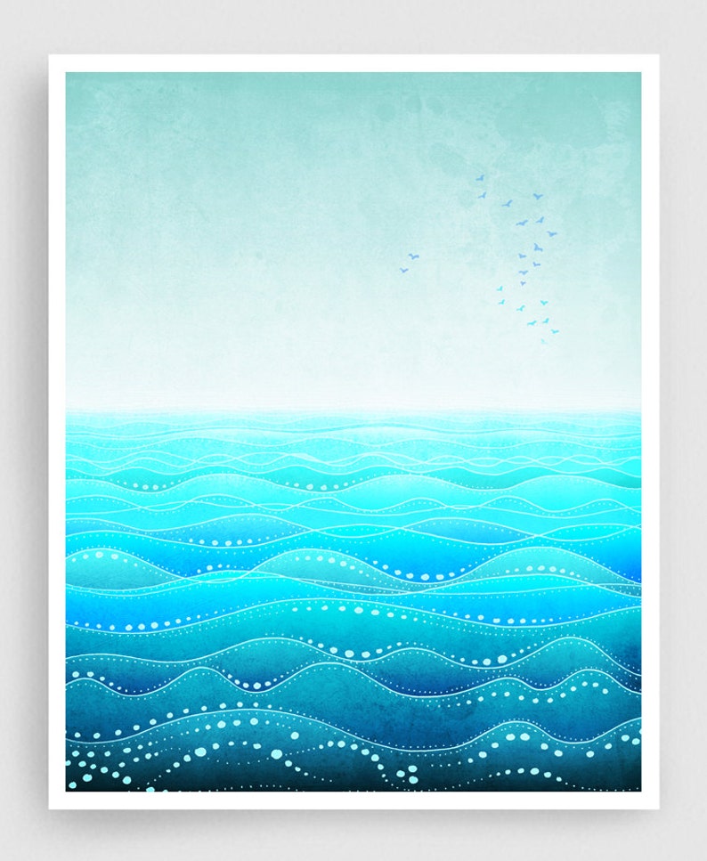 Through all ages /vertical Nature Fine Art Print Travel Illustration Wall Decor for Nature lovers Kids Room Decor Love Sea Ocean prints image 1