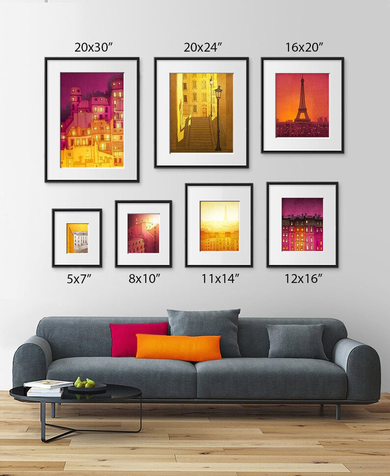 Sundown Colorful Modern Fine Art Print French Style Parisian Illustration Unique Architectural Drawing Decor for Travel enthusiasts Tubidu image 3