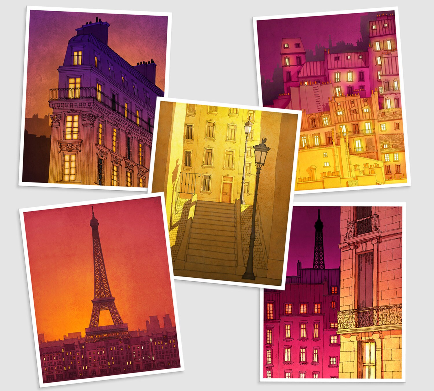 Ensemble de N'importe Quel Cinq Estampes d'illustration d'art - Paris Art Prints Posters Home Décor 