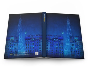 Paris Art Journal No.22 - Uniek dagboek voor vrouwen, schrijversnotitieboekje, Parijse geschenken, hardcover gelinieerd dagboek, Eiffeltoren