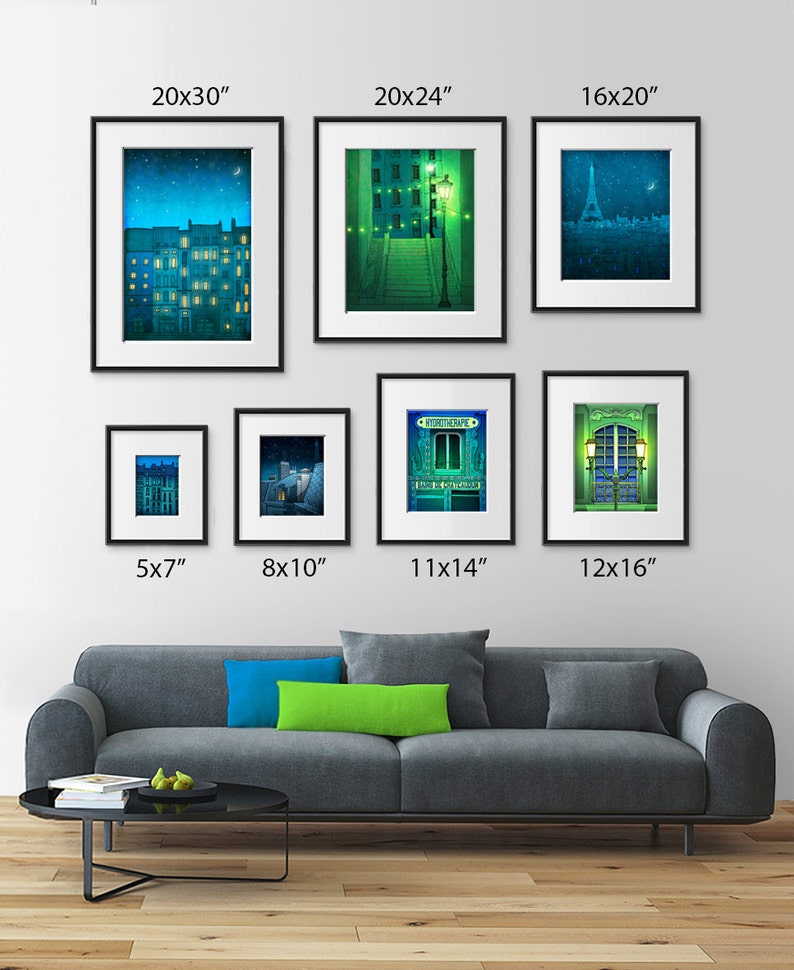 Midnight in Paris Unique Modern Art Print Paris Decor French Interior Gift Travel Art Architectural Drawing Colorful Trendy Wall Art Home image 3