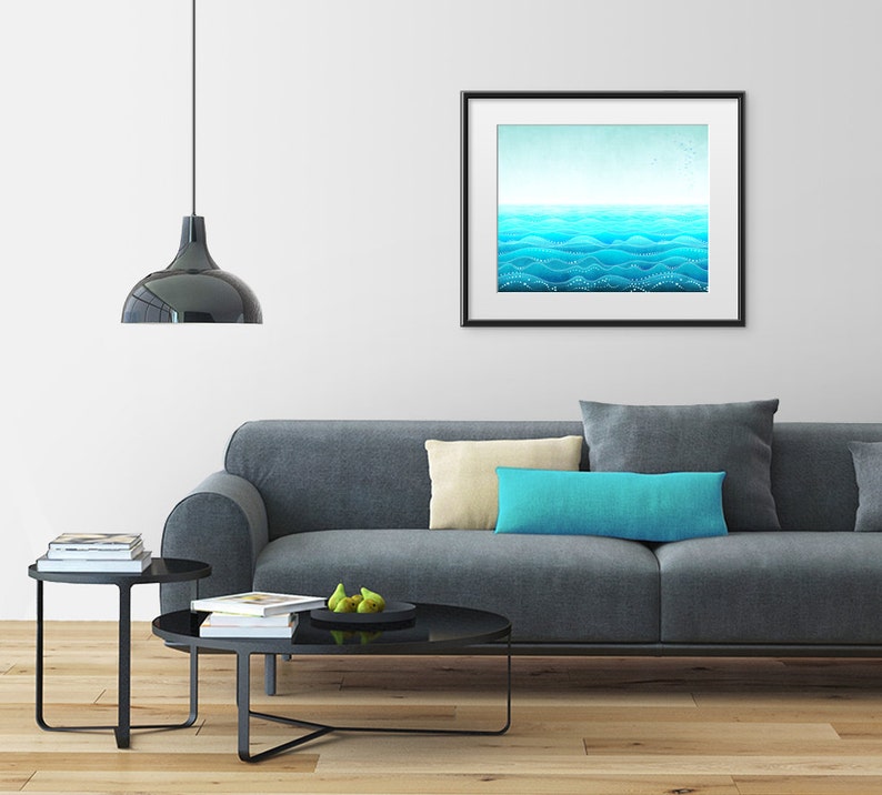 Through all ages /landscape Fine Art Illustration Print Travel Artwork Wall Decor Nature Art Kids Room Art Love Turquoise Sea Ocean prints image 3