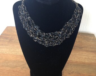 Handmade Crochet Necklace- Black