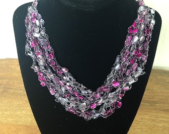 Handmade Crochet Necklace- Pink