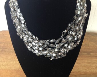 Handmade Crochet Necklace, White