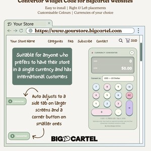 Bigcartel Currency Converter Widget in Calculator Style | Easy Installation, Customisable Code For Websites On Paid Plans (Digital Download)