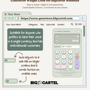 Bigcartel Currency Converter Widget in Calculator Style | Easy Installation, Customisable Code For Websites On Paid Plans | Digital Download