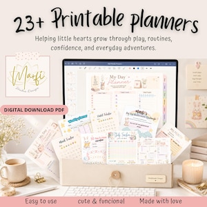 Kids Planner Bundle | Routine Charts, Reward Charts, Habit Trackers & Visual Schedules | 23+ Printable PDF Activities | Marfi
