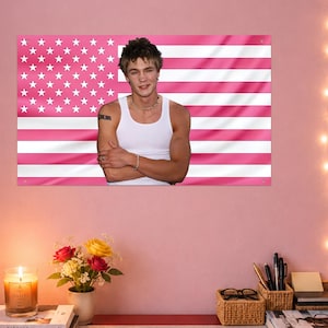 Chad Michael Murray Flag, Lucas Scott One Tree Hill Wall Tapestry, Pink American Flag Room Decor, TV Show Fan Gift