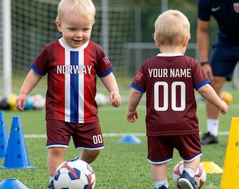 Personalisierte Kinder Norwegen Fußballtrikot Personalisierte Fußball-Set mit Name & Nummer