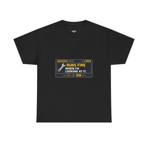 Runs Fine When I'm Looking At It Tee | Funny Debugging Retro Cassette Tech Shirt
