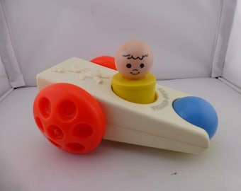 Vintage 1975 Fisher-Price Little People Click N Clatter Push Toy #417 USA R7