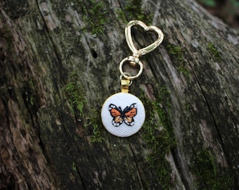 Handmade Embroidery Butterfly Keychain