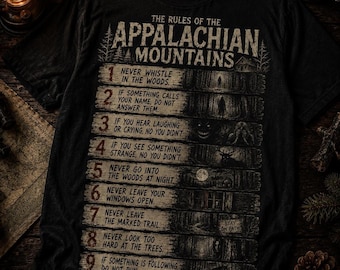 Folk Horror Shirt, Black Appalachian Mountains Rules Graphic Tee