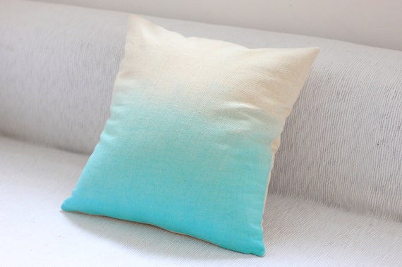 Blue Dip Dye Cushion Cover Ombre Pillow Cover Hand Dyed Etsy