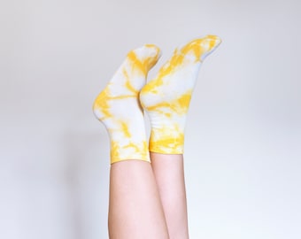 Yellow tie-dyed socks