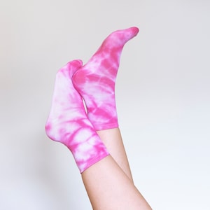 Hot pink tie-dyed socks