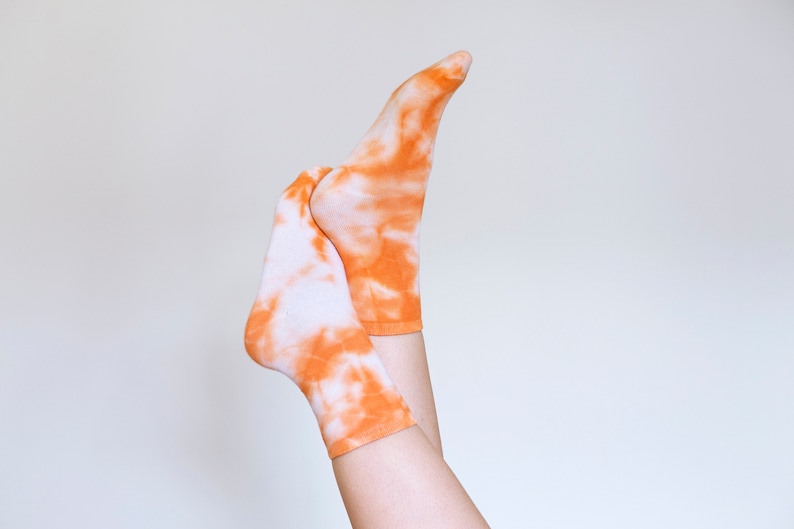 Orange tie-dyed socks image 1