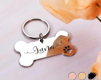 Custom Engraved Stainless Steel Bone,Pet ID Tag, Personalized Dog Collar Charm