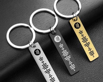 Personalized Spotify Code Keychain,Custom Song Music Keyring, Stainless Steel Scannable Gift