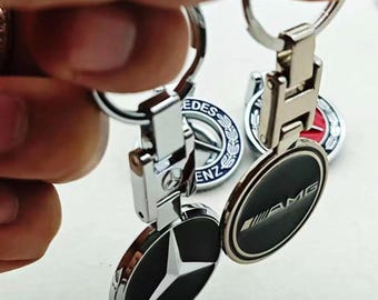 Mercedes-Benz AMG-sleutelhanger, metalen sleutelhanger met zwarte ster