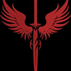 Winged Sword Embroidery Design, Gothic Angel Wings Machine File (Instant Download)