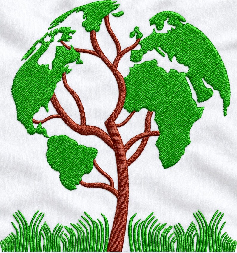Earth Tree Embroidery Design, Nature Logo DST PES - Etsy